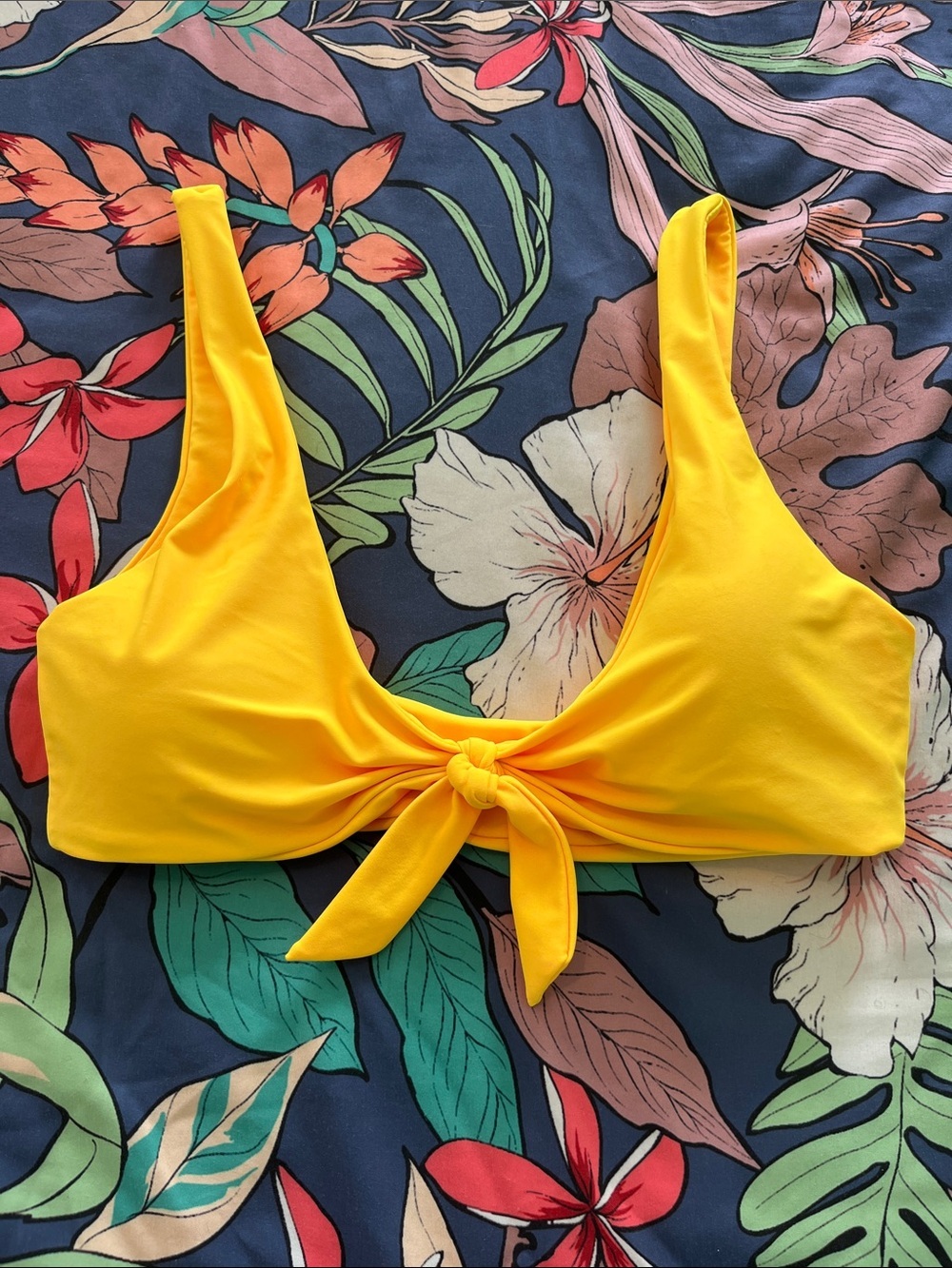 Bright Yellow Tie-Front Bikini Top